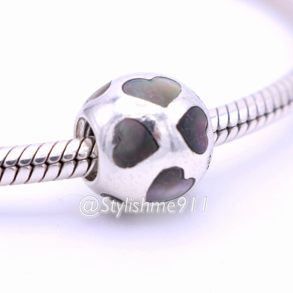 Authentic PANDORA Retired Love Me Black Mother of Pearl Charm